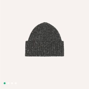 Drakes London Grey Donegal Merino Knit Beanie Cap